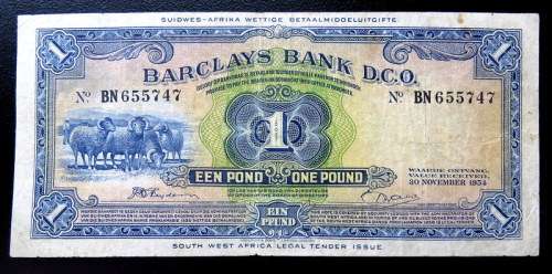 Southwest Africa 1 Pound Banknote 1954 No Reserve!