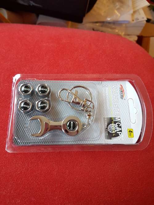 Mercedes AMG Tyre Valve Metal Caps and Wrench Keychain Set, R100 per set