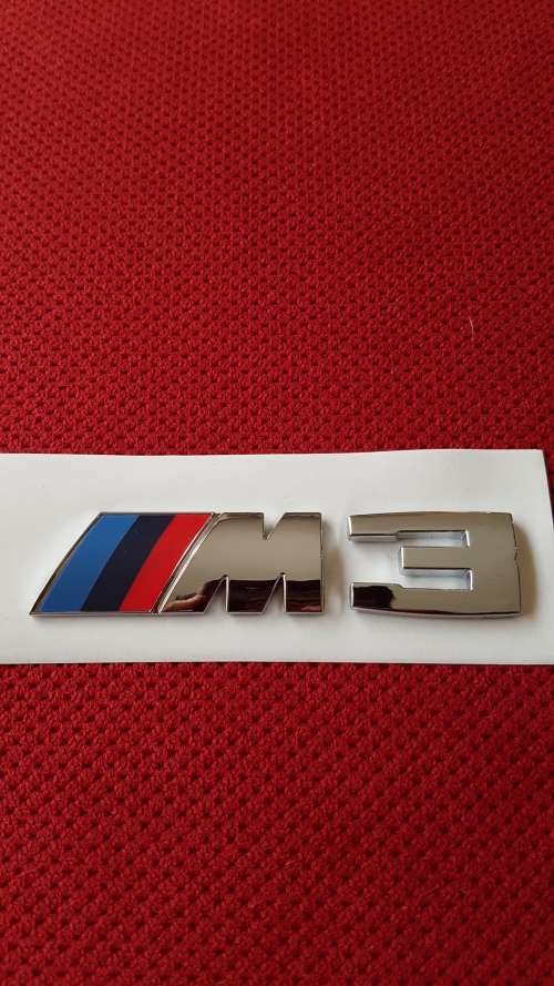 High OEM quality BMW M3 Chrome Boot Lid 3D Badge Decal Logo Sticker, 90 x 20mm, R180 each