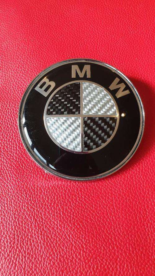 BMW TRUE Carbon Fibre Bonnet and Boot Emblem Badge Decals, 82mm and 74mm, R130 each