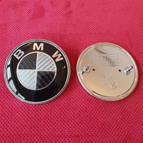 BMW TRUE Carbon Fibre Bonnet and Boot Emblem Badge Decals, 82mm and 74mm, R130 each