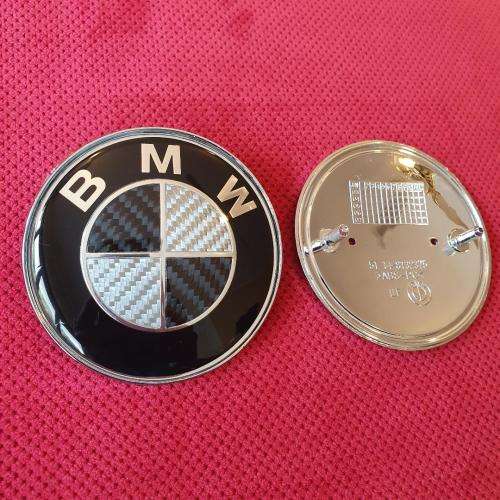 BMW TRUE Carbon Fibre Bonnet and Boot Emblem Badge Decals, 82mm and 74mm, R130 each