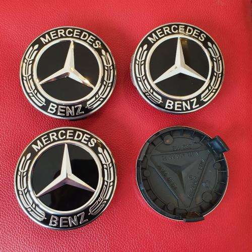 Mercedes Benz Gloss Black 3D Wheel Caps 75mm High quality, R90 each