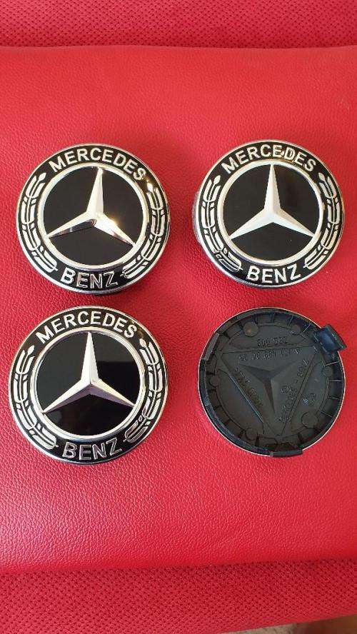 Mercedes Benz Gloss Black 3D Wheel Caps 75mm High quality, R90 each