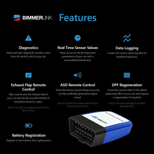 VGate VLinker BM+ OBD2 Bluetooth 4.0 Bimmercode Dongle
