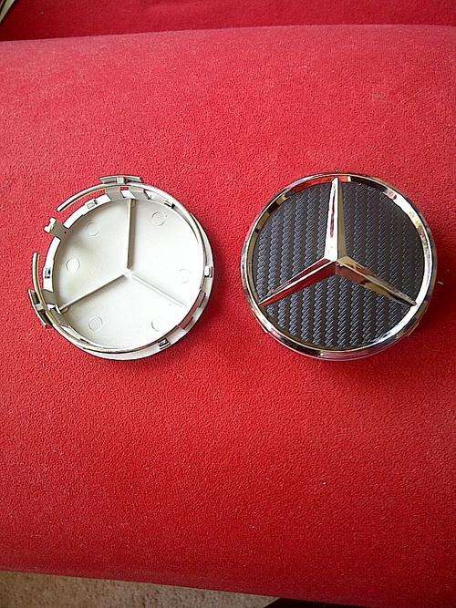 Mercedes Benz 75mm Carbon Fibre Wheel hub cap center badge, R70 each