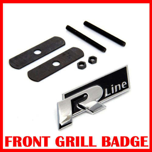 VW RLine/R Line Metal Grill Badge/emblem/decal incl. fitting accessories, R100