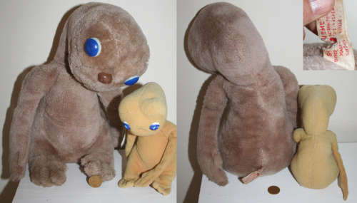 Vintage ET The Extra Terrestrial large and small PLUSH toy figures - 1982 34 years old