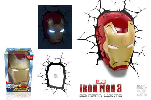 MARVEL AVENGERS IRON MAN HELMET FX 3D Deco wall light - mint in box