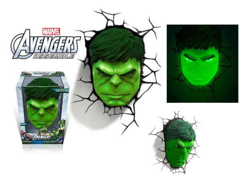 MARVEL AVENGERS HULK HEAD FX 3D Deco wall light - mint in box