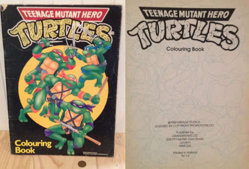 Vintage TMNT TEENAGE MUTANT NINJA HERO TURTLES COLOURING IN BOOK 1989