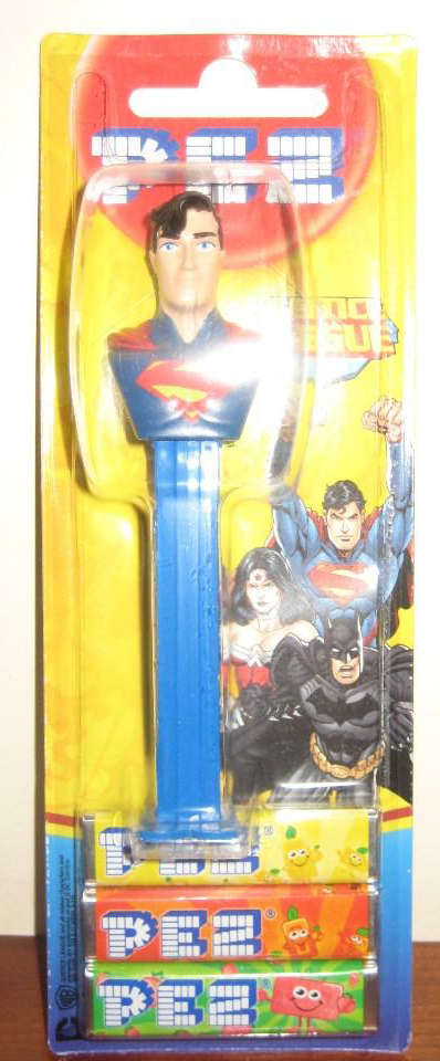 SUPERMAN PEZ dispenser from JUSTICE LEAGUE OF AMERICA - mint in sealed packaging