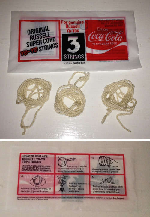 Rare 1981 COCA COLA COKE RUSSELL YO-YO REPLACEMENT STRINGS 3-PACK Philippines