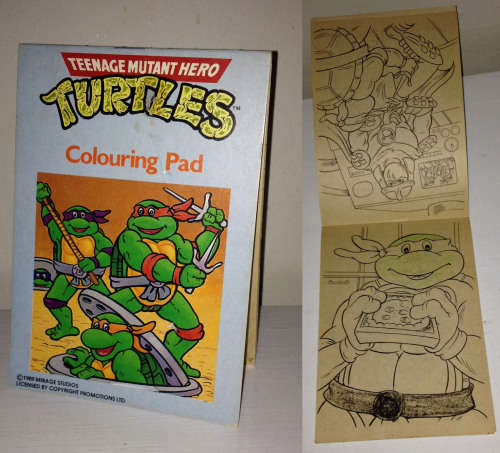 Vintage TMNT TEENAGE MUTANT NINJA HERO TURTLES mini COLOURING IN PAD 1989