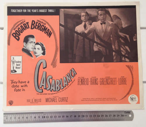 Original vintage CASABLANCA movie LOBBY CARD POSTER - A3+- size 1942