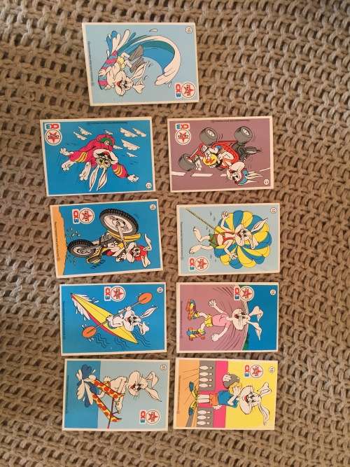 Texaco Caltex WHITE RABBIT lot of 9 STICKERS Early 1990s South Africa exclusive