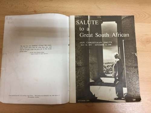 A salute to a great South African Jan Christiaan Smuts souvenir book 1950
