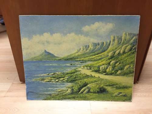 Vintage View from Oudekraal to Camps Bay illustration Print by Nora Allen - looks very old 1930s