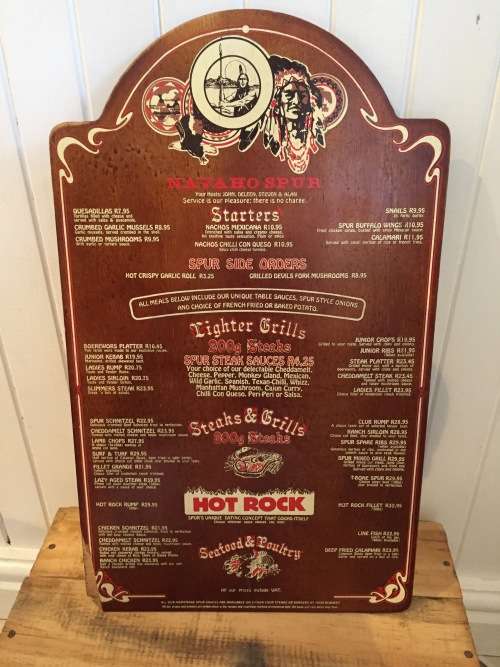 SPUR STEAK RANCHES South Africa NAVAHO SPUR R10.95 BURGER 1990s