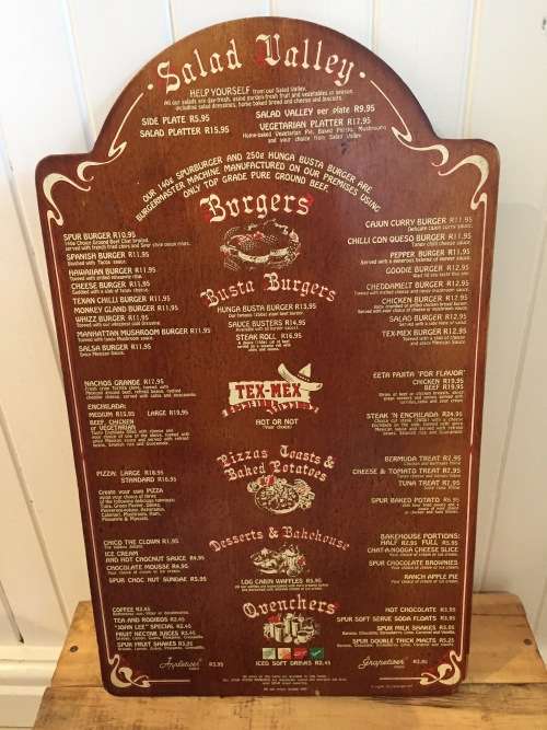 SPUR STEAK RANCHES South Africa NAVAHO SPUR R10.95 BURGER 1990s