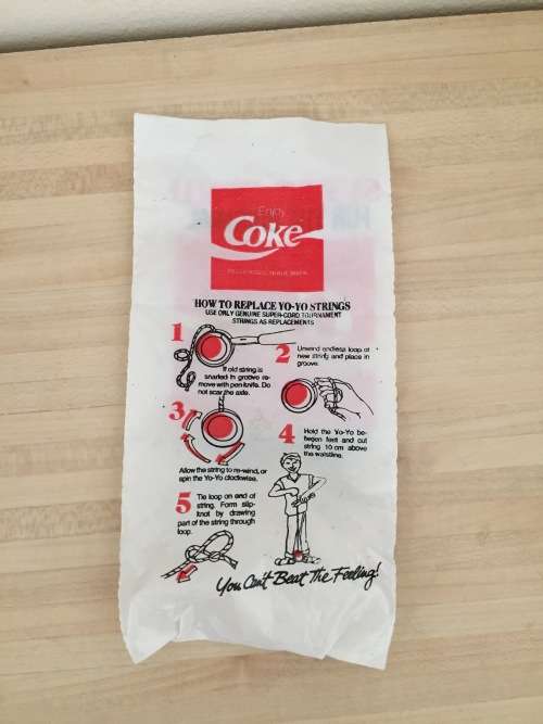 Russel Yo-Yo Coke Coca Cola Tournament Yo-Yo 3 Strings Packet mid 1980s