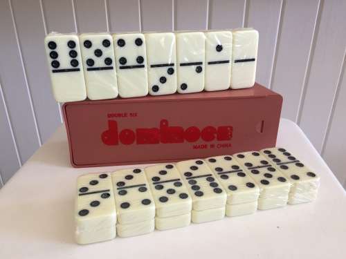 Dominoes - white ivory styled plastic tiles - mint in box
