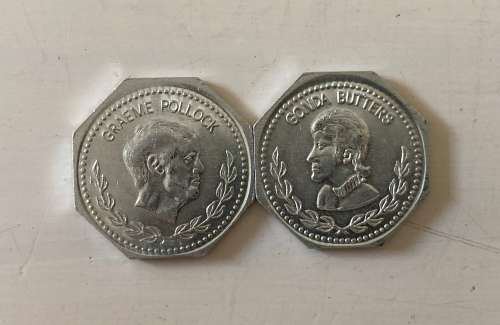 BP Modern SA Sporting Greats collector x 2 tokens 1970s