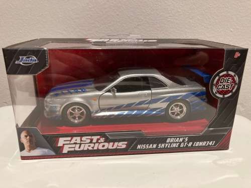 Jada toys FAST and Furious 1:32 Brian`s Nissan Skyline GT-R BNR34 mint in box