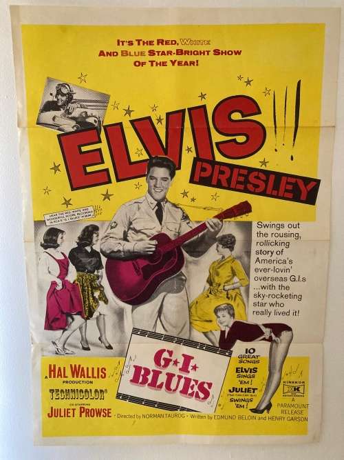100% Original 1960s Elvis Presley GI BLUES Movie Poster - South African print