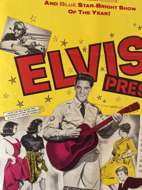 100% Original 1960s Elvis Presley GI BLUES Movie Poster - South African print