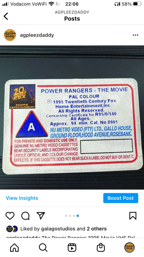 The MIGHTY MORPHIN POWER RANGERS MOVIE on VHS with original movie poster cover on box