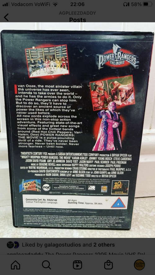 The MIGHTY MORPHIN POWER RANGERS MOVIE on VHS with original movie poster cover on box