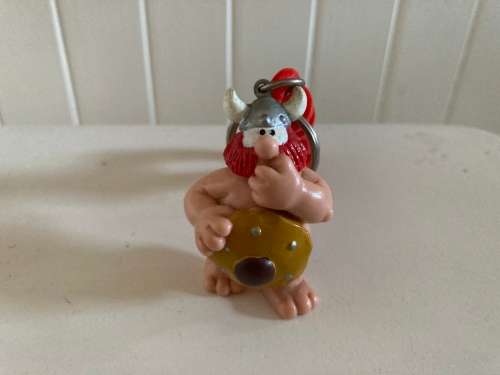 HAGAR THE HORRIBLE rubber figure WITH SHIELD  - excellent condition - rubber and smurf size