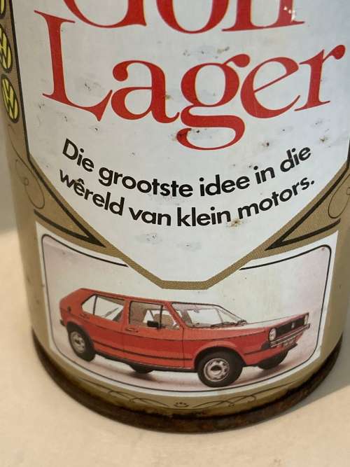 Rare 1970s South Africa VW GOLF 1 Promotional Volkswagen launch steel Soda or Beer Can