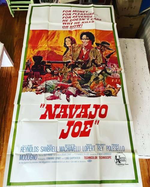 NAVAJO JOE Burt Reynolds 100% Original movie 1966 THREE SHEET Movie Poster - USA print