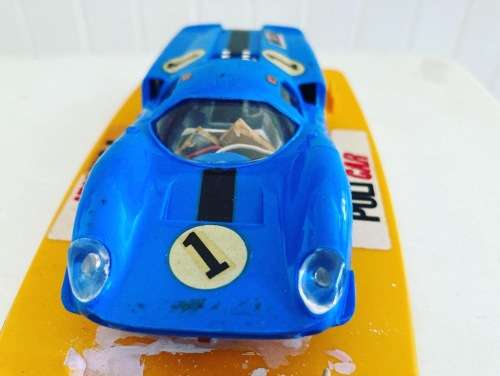 POLI CAR A series A75 rare ASTON MARTIN LOLA 1:32 scaLe SLOT CAR in original plastic box 1970s