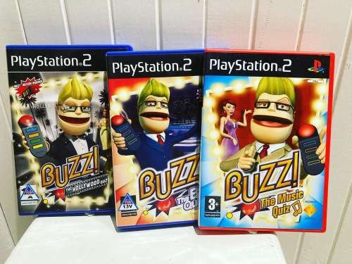 3 x PlayStation 2 BUZZ games - 2nd hand. Disc has scratches