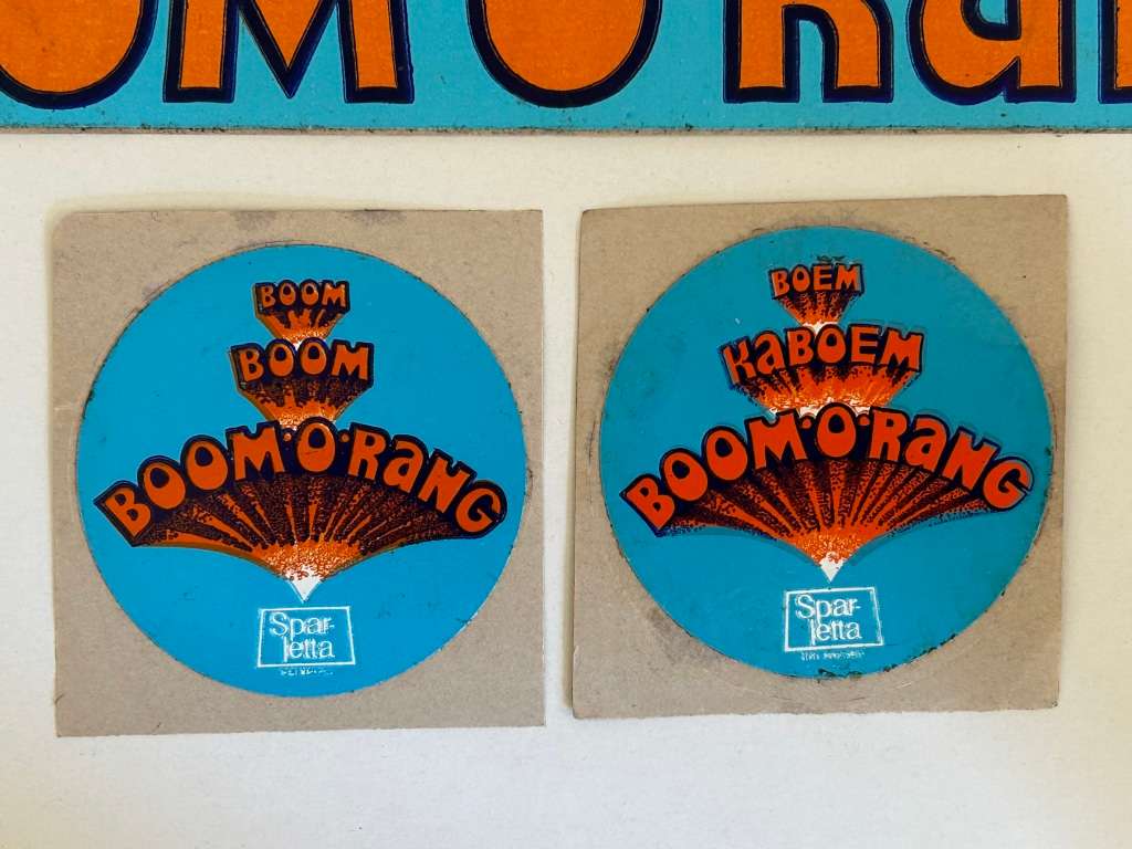 rare Genuine South African SPARLETTA company 1970s BOOM A RANG Promotional Sticker lot