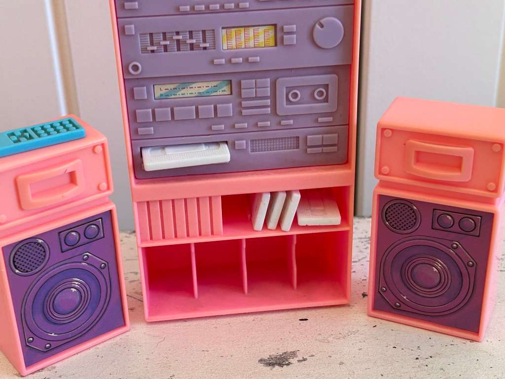 Vintage 1989 BARBIE TV ENTERTAINMENT CENTRE Set by Arco & Mattel Toys licensed Barbie product