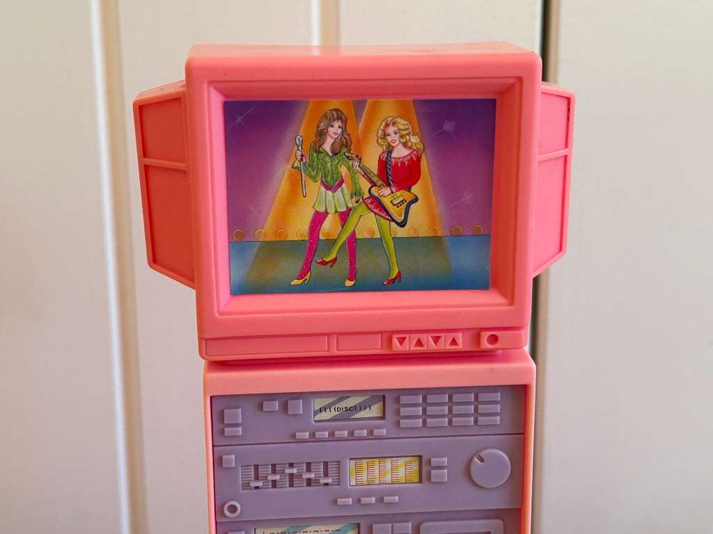 Vintage 1989 BARBIE TV ENTERTAINMENT CENTRE Set by Arco & Mattel Toys licensed Barbie product