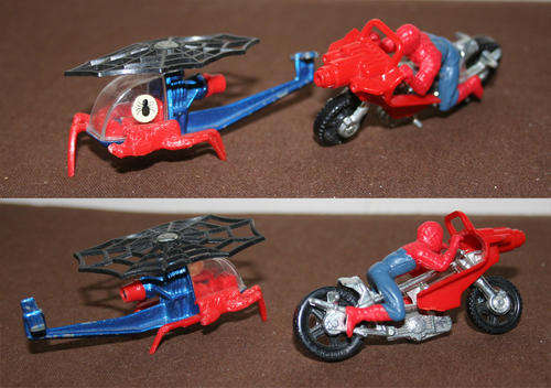 Corgi Junior no 57 & 74 SPIDERMAN lot - Motorcycle helicopter - 1979