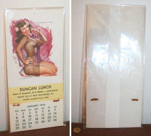 Vintage original American retro 1956 Duncan Lunch Calendar unused & mint in packaging