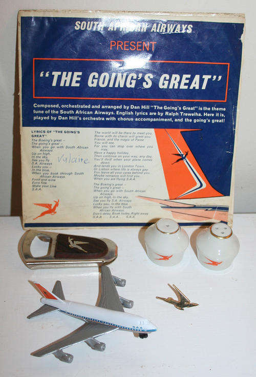 Old blue & orange SOUTH AFRICA AIRWAYS Vintage memorabilia lot