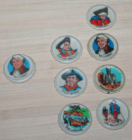 COCA COLA Coke TREASURE ISLAND 8 Bottle liners - 1974 SOUTH AFRICA
