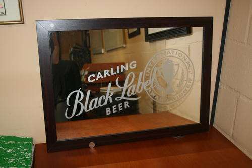SAB BLACK LABEL BEER mirror in original SAB issued frame - Retro old RSA SHEBEEN memorabilia