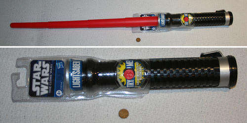 Star Wars CLONE WARS ANIMATED SERIES JEDI RED LIGHTSABER - non electronic - sturdy for pretend play