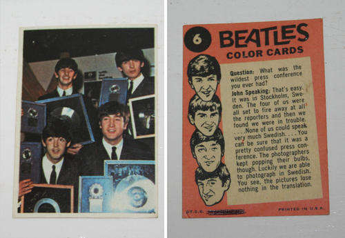 THE BEATLES COLOR CARDS no 6 1964 by Topps cards