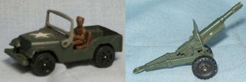 Corgi Juniors Whizzwheels Military Jeep & Canon on trailer - early 1970's