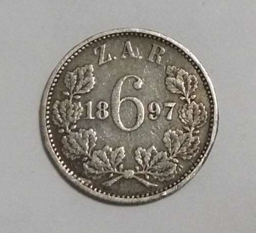 ** 1897 ZAR 6 Pence ** - 92.5 % SILVER