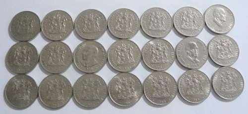 ** 21 X 50c coins ** dating from 1970 - 1990 (21 years) in sequence
